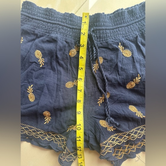 J.Crew Navy Blue Pineapple Embroidered Women's Shorts size Small elastic waist - Picture 9 of 15
